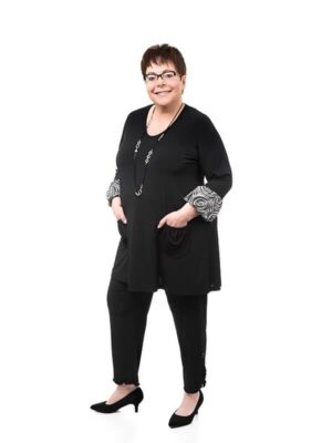 Bubble Sleeve Miracle Shape Top, 3/4 Round Curly Pants