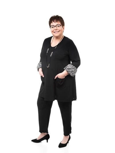 Bubble Sleeve Miracle Shape Top, 3/4 Round Curly Pants