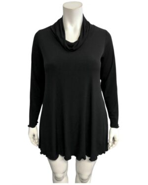 Black Plus size cowl neck top