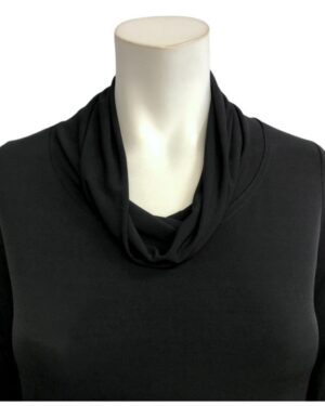 Black Plus size cowl neck top close-up