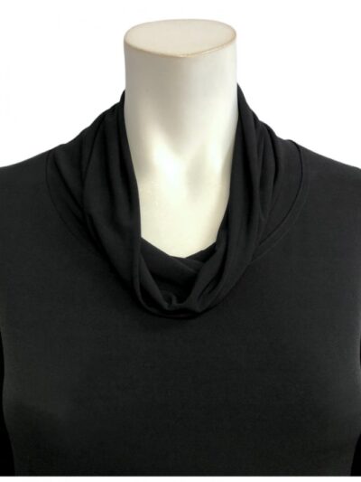 Black Plus size cowl neck top close-up