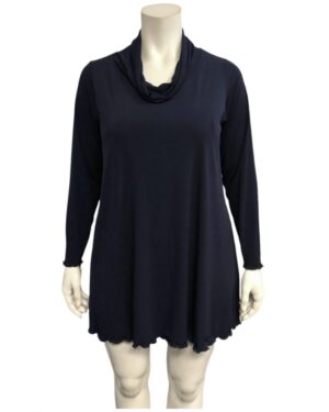 Navy Plus size cowl neck top