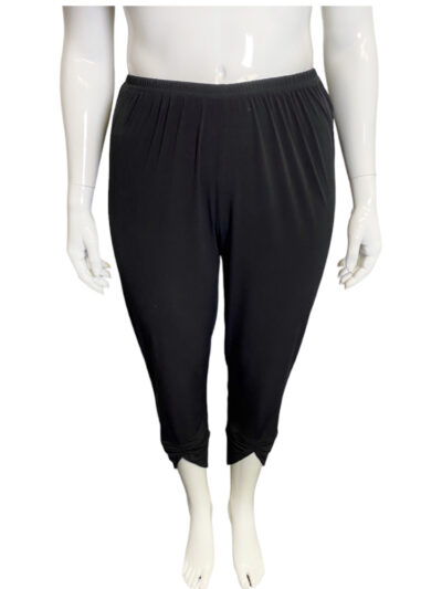 Black Bon Bon 3-4 cuff detail straight leg pants