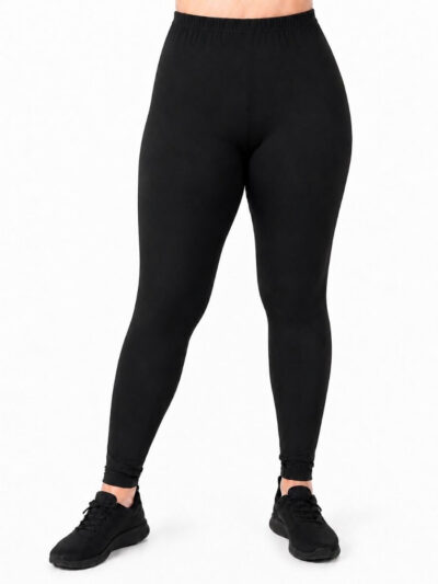 Black plus size leggings, front view, worn by a size 3XL model (fits sizes XL to 3XL) - Hayley Joy
